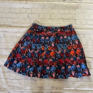 J. Crew Factory Floral Skater Skirt - Red, Pink, Blue